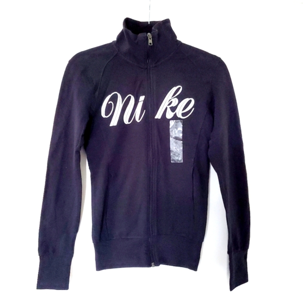 NWT Nike Black Logo Zip Front Top XS